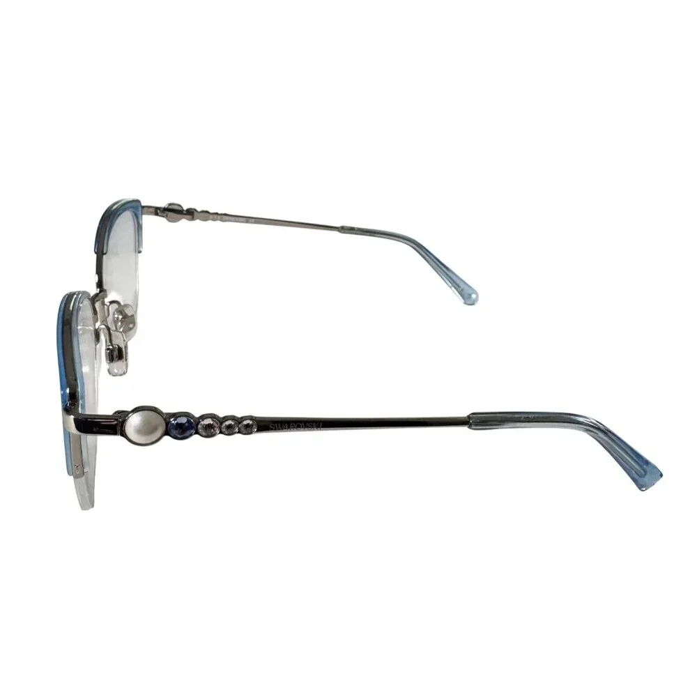 Swarovski SK5307 Eyeglass Frame Only 55-17-140 Blue Metal Semi-Rimless Gemstones - Picture 11 of 14